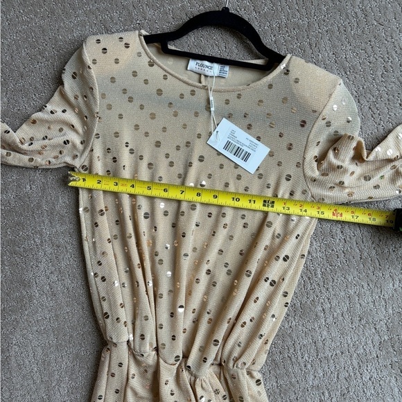 Flounce London Sequin Mini Dress Gold/Nude Women's Size 2 - Picture 10 of 12